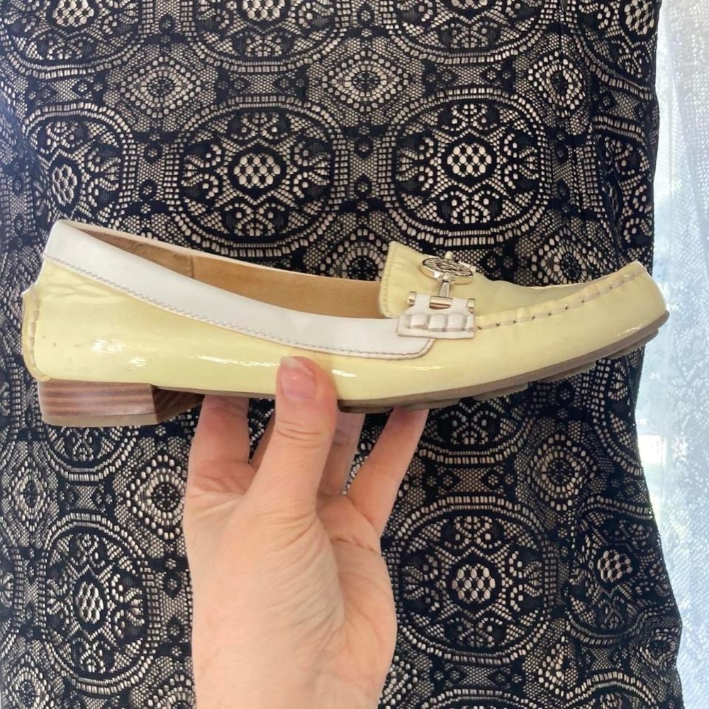 Anne Klein Yellow Flats with Classic Moccasin Design and gold emblem 6 - Picture 3 of 7